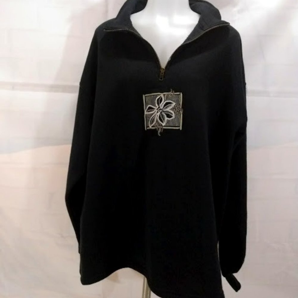 Brindar: Black Quarter zip Sweatshirt.